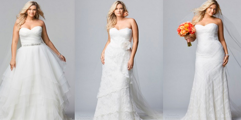 невеста с пышными формами, разные модели платья