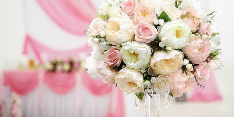 оформление свадебного зала, белый и розовый цвета