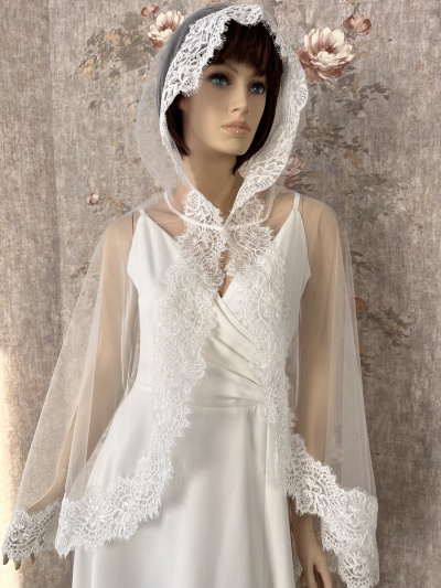 BV-04 Накидка-платок для церкви широкое кружево