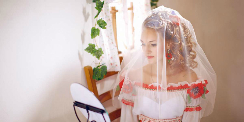 свадебное платье, русский стиль
