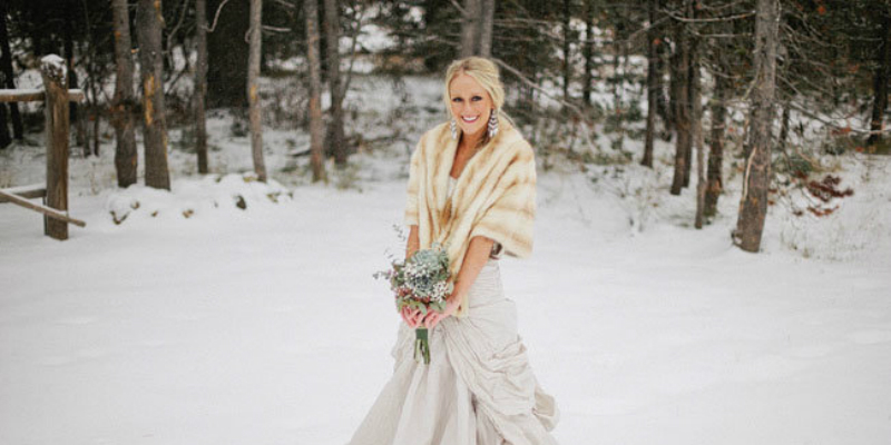 невеста-блондинка, зимний образ