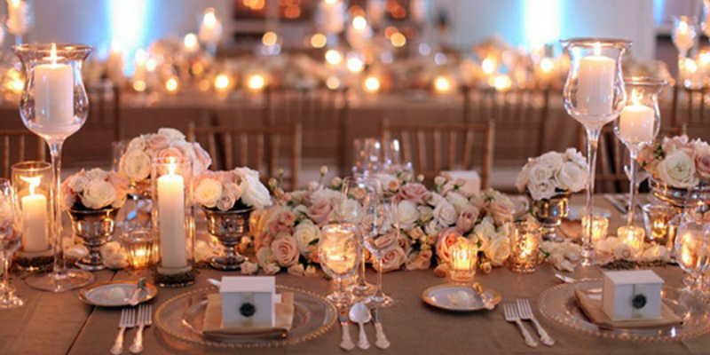 декор, свечи, свадьба, стол